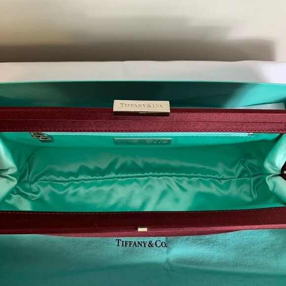 Tiffany & Co. Holly Satin Clutch - Burgundy- New - Picture 6 of 10
